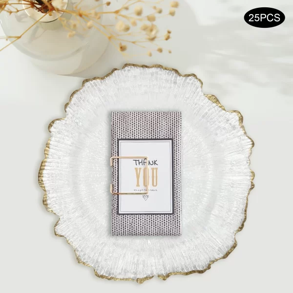 25 Pcs Clear Gold Flower Charger Plates Table Dinner Plates Hot Stamping Sturdy Easy Clean For Family Party Business - Image 5