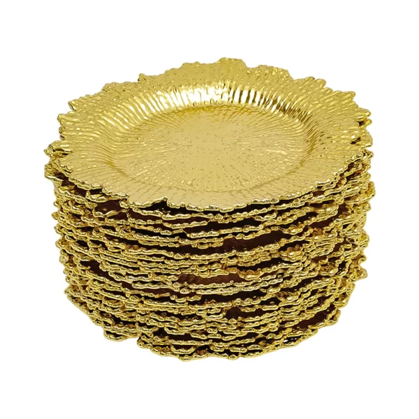 Serving Charger Plates, Wear-Resistant PP, Spill-Proof, Coral Reef Pattern, Easy to Clean and Stackable