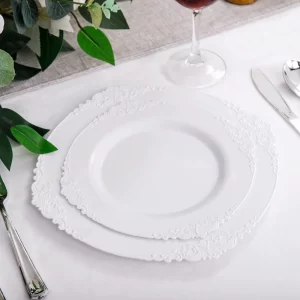 Disposable Plates Plastic Party Supplies Reusable Extra Heavyweight Vintage Wedding Disposable/Reusable Plastic Plates Disposab