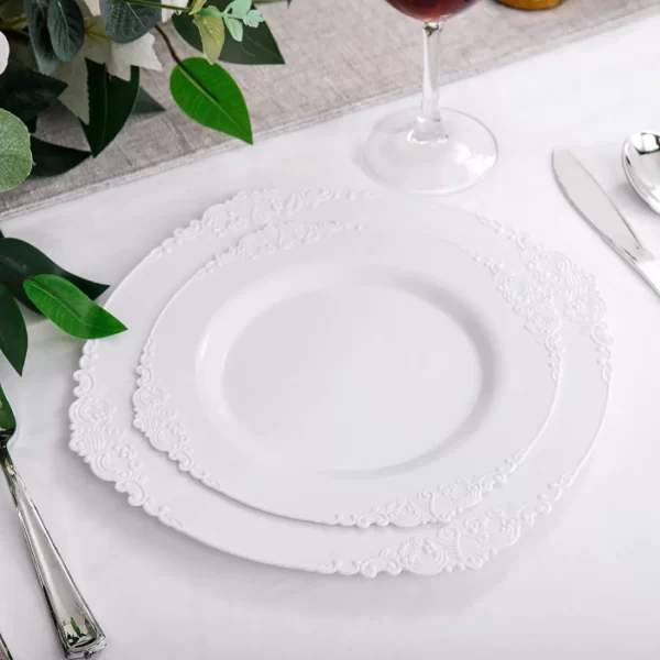 Disposable Plates Plastic Party Supplies Reusable Extra Heavyweight Vintage Wedding Disposable/Reusable Plastic Plates Disposab