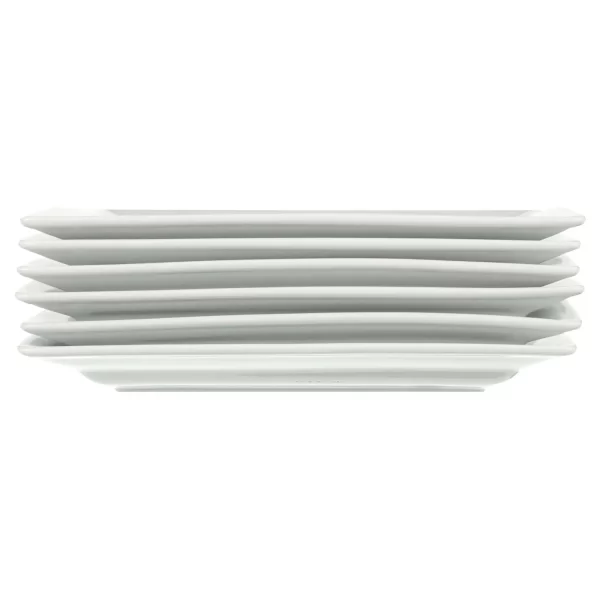 Square Porcelain Dinner Plates, White, Set of 6 - Image 4