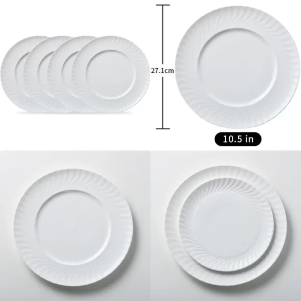 ceramic plates bone china dinner plate simple plain smooth glaze scratch resistant dishwasher oven microwave 10.5 inches 4 plate