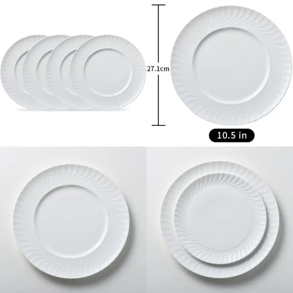 ceramic plates bone china dinner plate simple plain smooth glaze scratch resistant dishwasher oven microwave 10.5 inches 4 plate