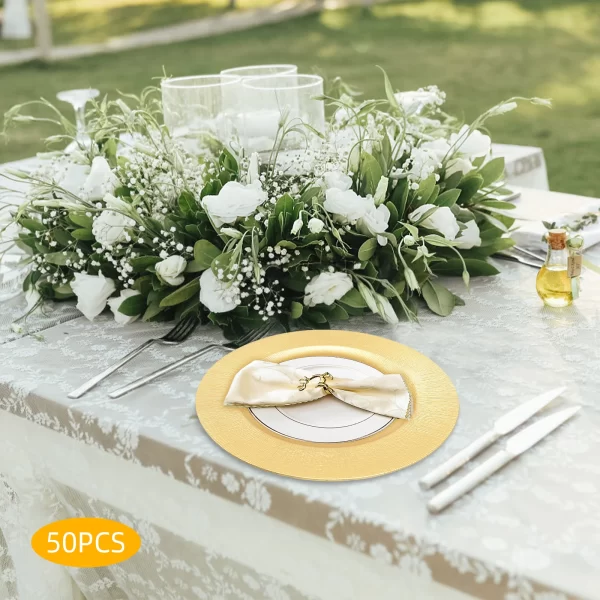 50 Pcs Charger Plates Bulk, Round Charger Plates Plastic Wedding Dinner Elegant Reusable for Table Setting Wedding Party Event - Image 6