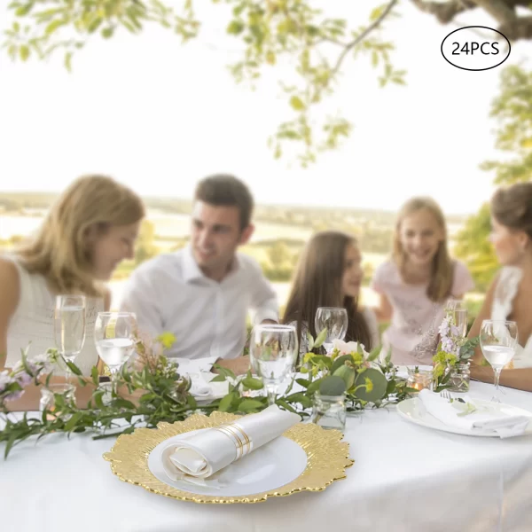 24pcs 13" Chargers Plate Round Gold Salad Reef Plate for Wedding Dinner Plate Decor, Party Celebrations - Image 2